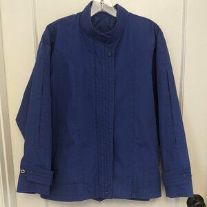 VTG Fleet Street Blue Womens Cinch Waist Full Zip Snap Winter WindbreakerJacket